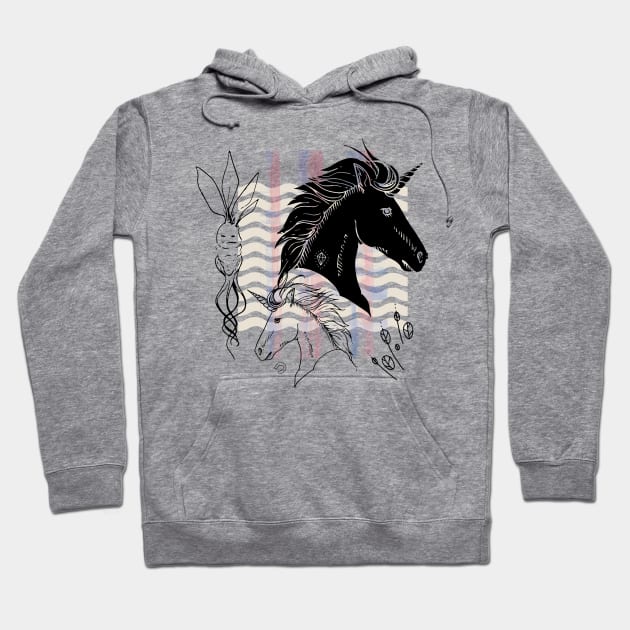 Unicorns - collage watercolor Hoodie by NJORDUR